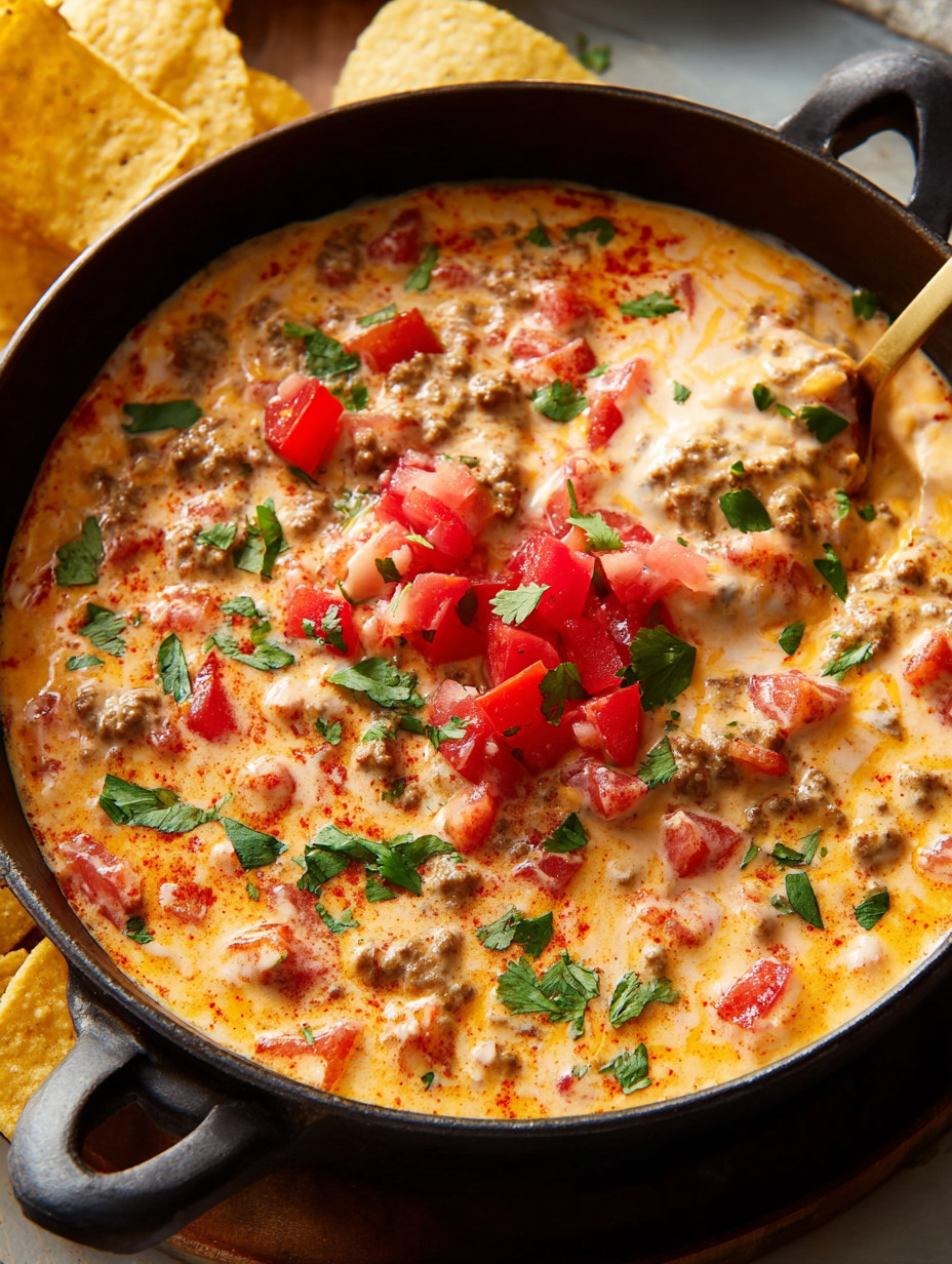 Ein Schälchen mit Tomaten und Käse, das als Ro-Tel Dip bekannt ist.