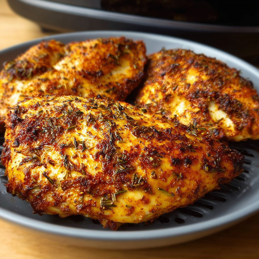 Ein Schüssel mit irresistiblem Air Fryer Chicken, der in einem schönen, hellen Licht beleuchtet wird.