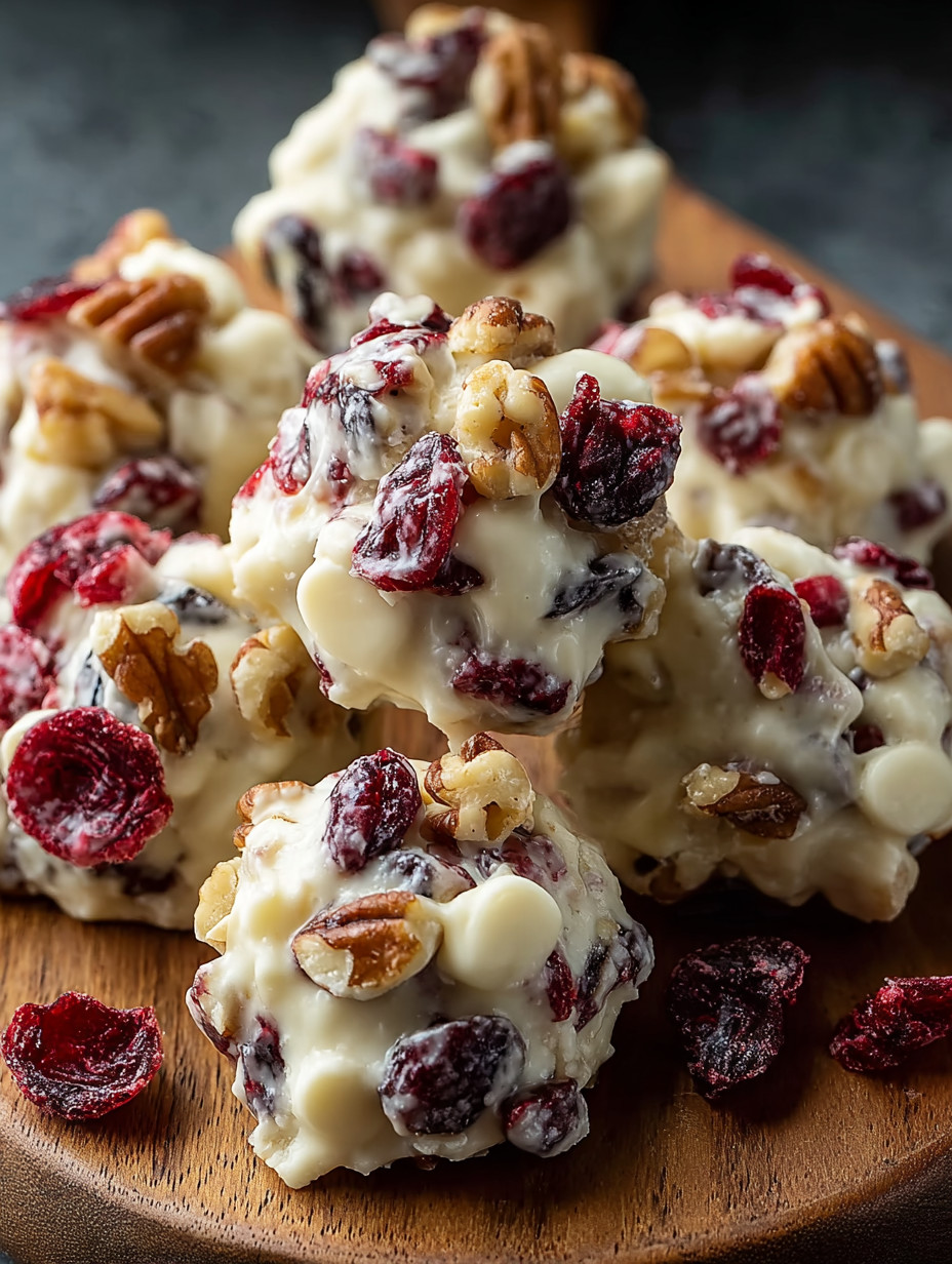 White Chocolate Cranberry Pecan Clusters.