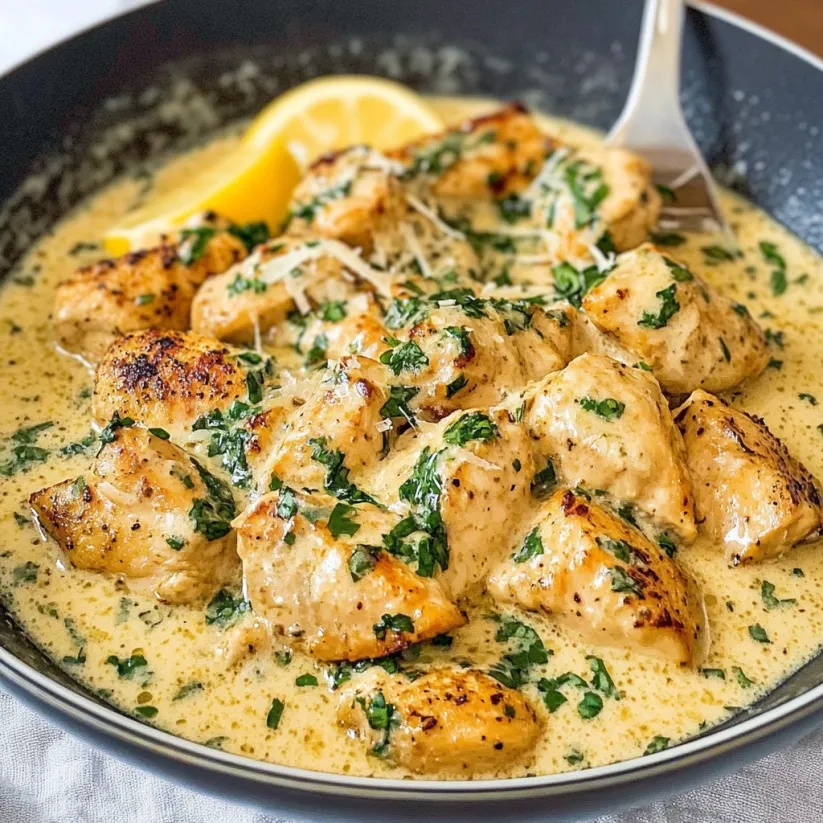 Ein Bild von einer Schüssel mit Butter, Zitrone und Chicken.