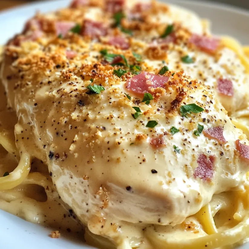 Ein Chicken Cordon Bleu Bake auf einem weißen Teller.