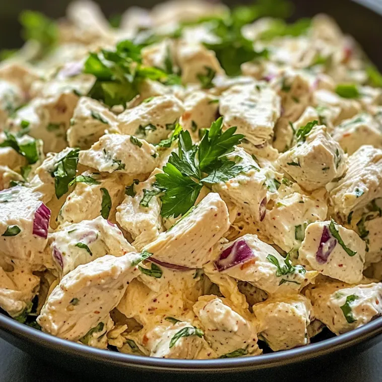 Ein schwarzes Bowl mit einer Mischung aus Gemüse und Hühnchen, die als gesund und lecker beschrieben wird.