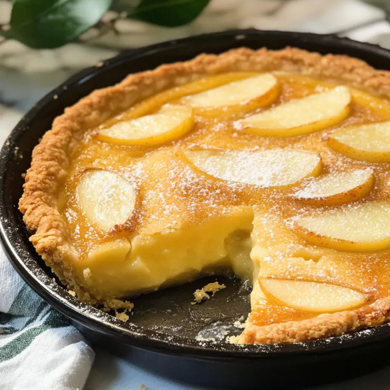 Ein Stück Birnenpudding-Kuchen.