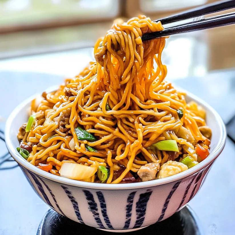 Eine Schüssel Chow-Mein-Nudeln.