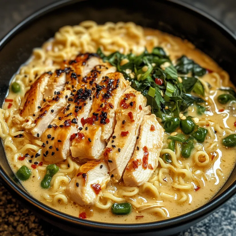 Eine Schale Nudeln mit Hähnchen und Gemüse.
