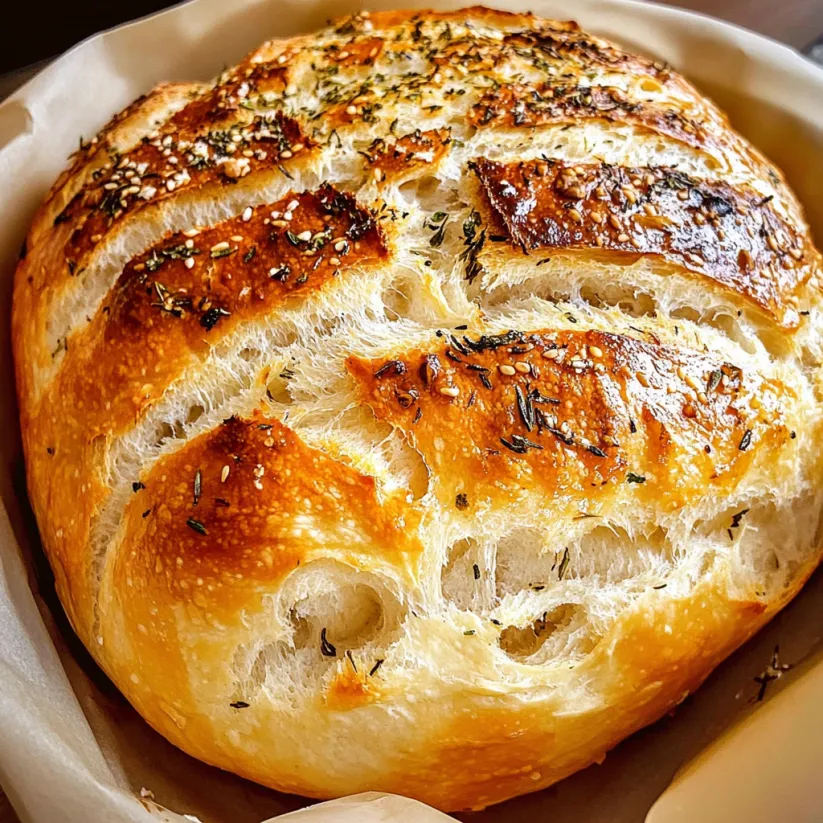 Ein Brotlaib mit Sesamkörnern oben drauf.
