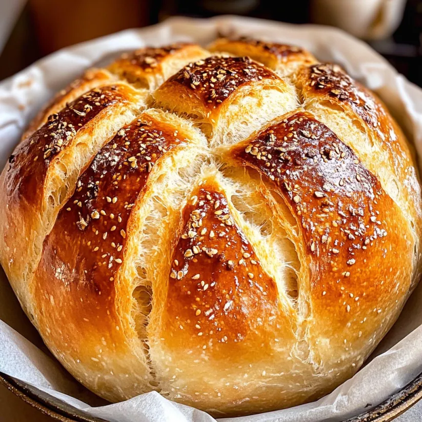 Ein Brotlaib mit Sesamkörnern oben drauf.