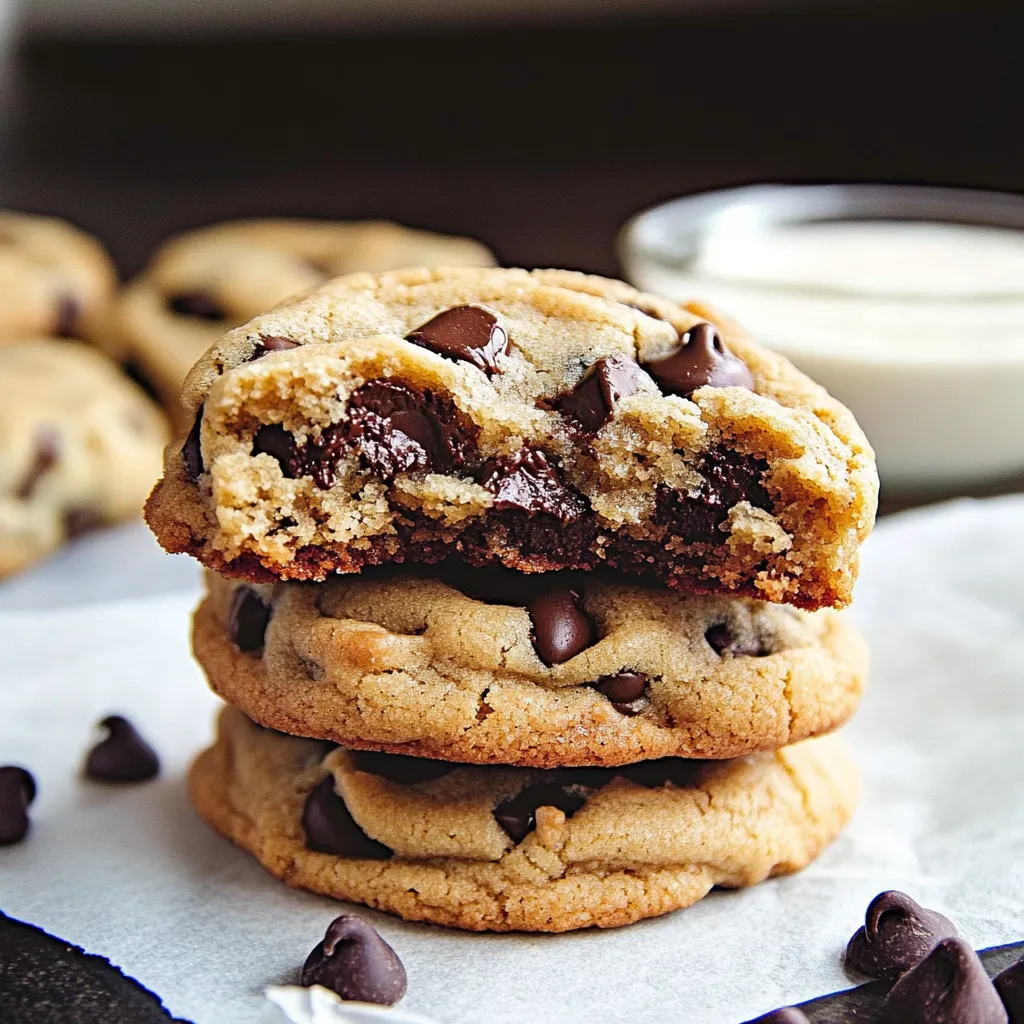 Ein Stapel leckerer Schoko Cookies.