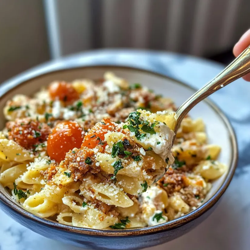 Eine Person isst eine Schale Pasta.
