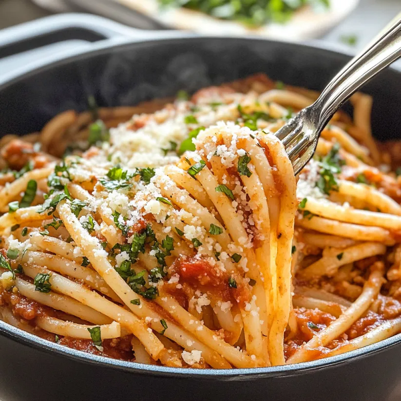 Schüssel Pasta mit Käse und Tomatensauce.