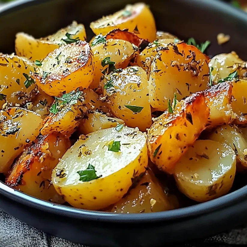 Eine Schale Kartoffeln mit Kräutern und Gewürzen.