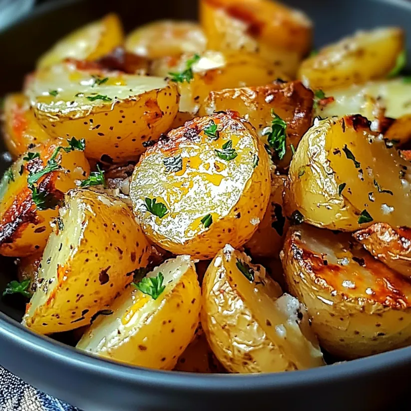 Eine Schale Kartoffeln mit Kräutern und Gewürzen.