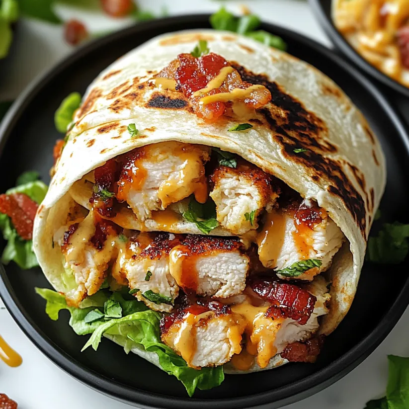 Ein knuspriger Wrap mit Hähnchen, Bacon und Ranch.