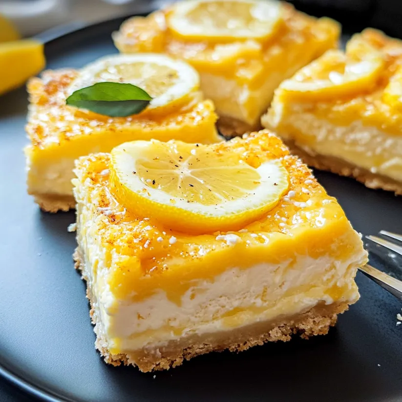 Ein Stück Zitronen-Cheesecake-Schnitte.