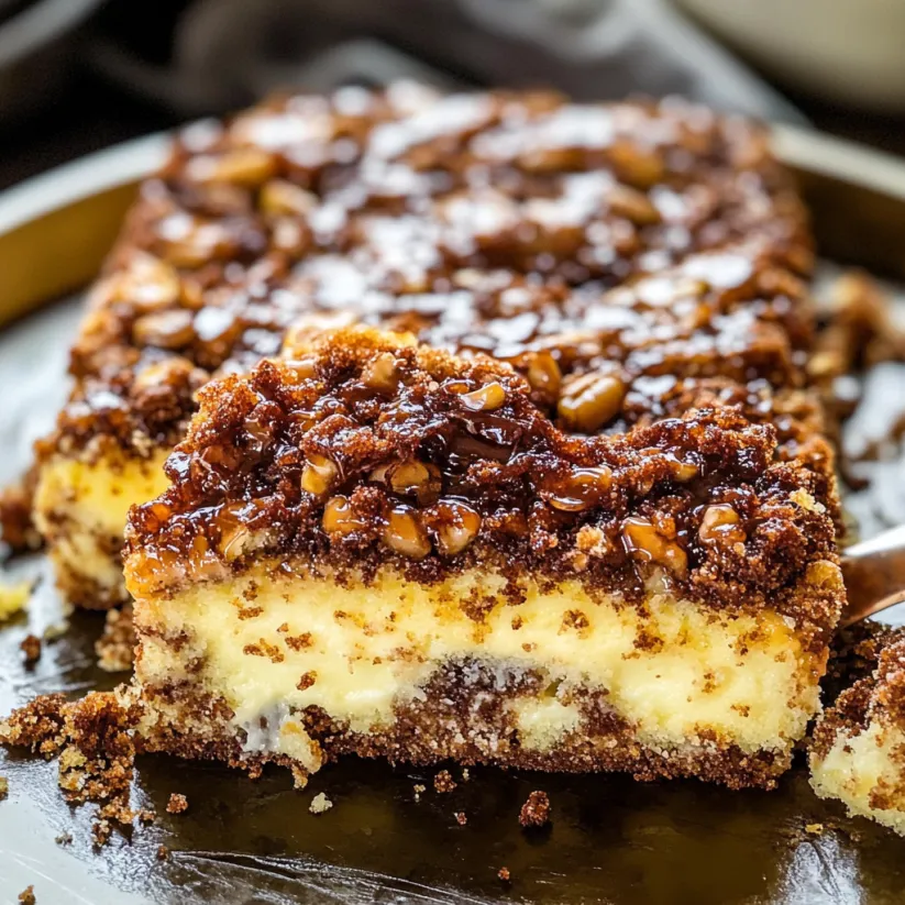 Ein Stück Sour Cream Kuchen.
