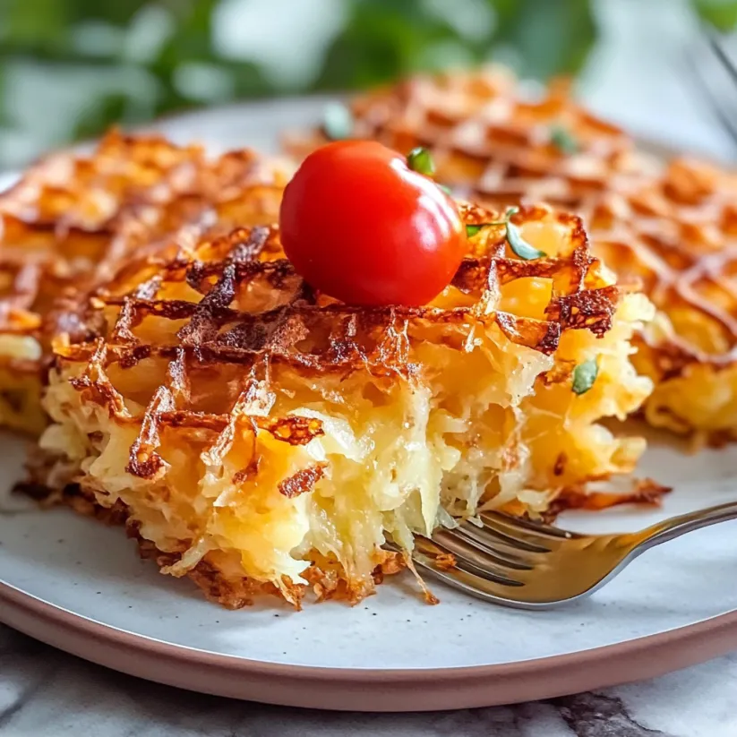 Ein Teller mit knusprigem Essen und einer Tomate als Topping.
