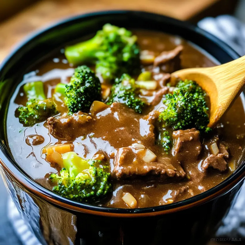 Eine Schale mit Brokkoli und Rindfleisch.