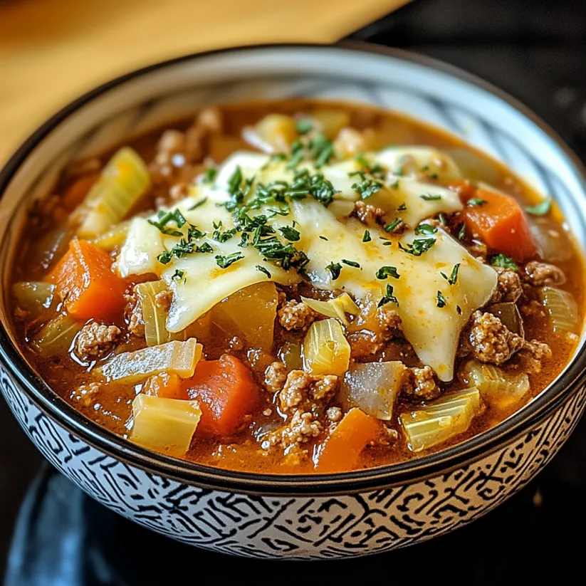Schüssel voller Kohleintopf mit Hackfleisch.