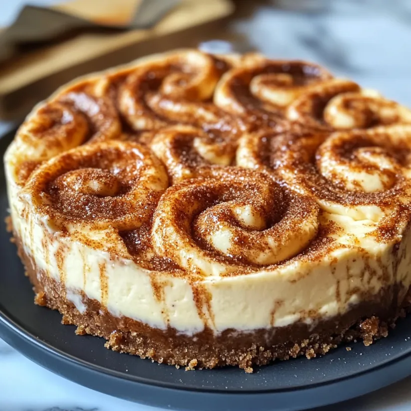 Ein Stück Zimtschnecke-Käsekuchen.