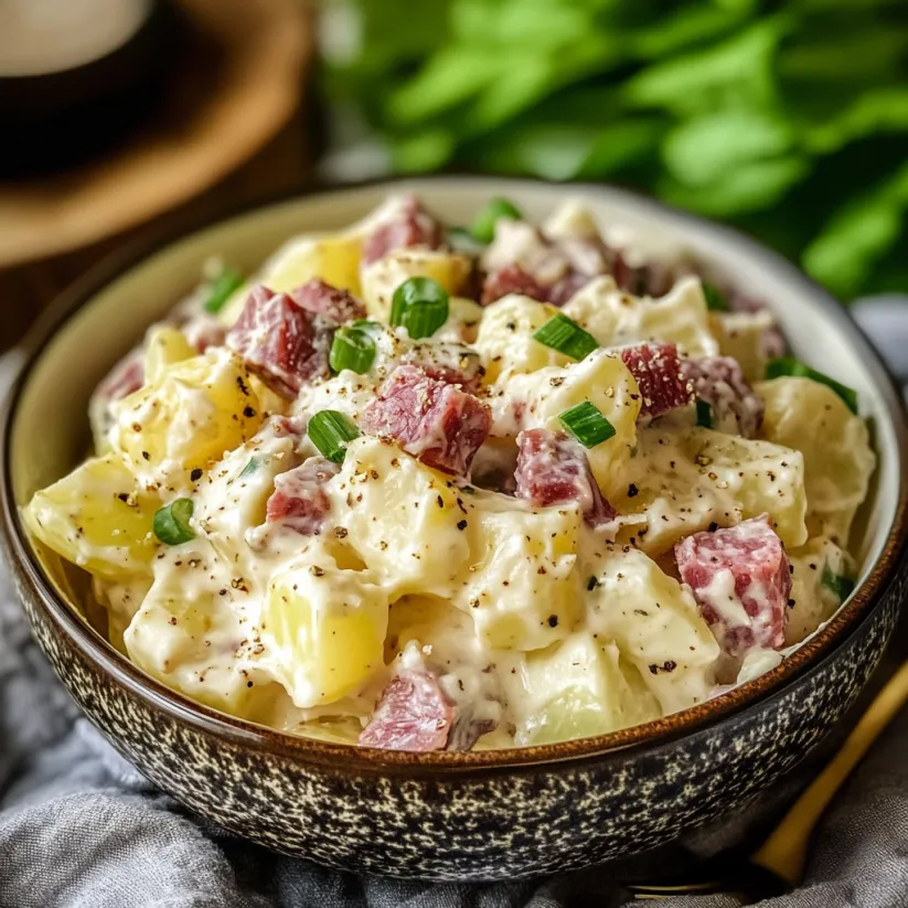 Eine Schüssel mit Corned Beef Kartoffelsalat