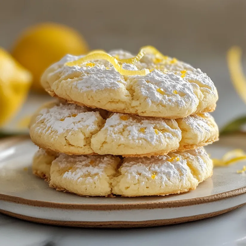 Drei gestapelte Lemon Cookies mit weißem Zuckerguss.