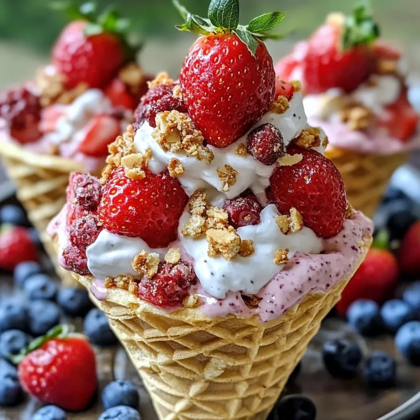 Nahaufnahme von einem Erdbeer Crunch Cheesecake Hörnchen.