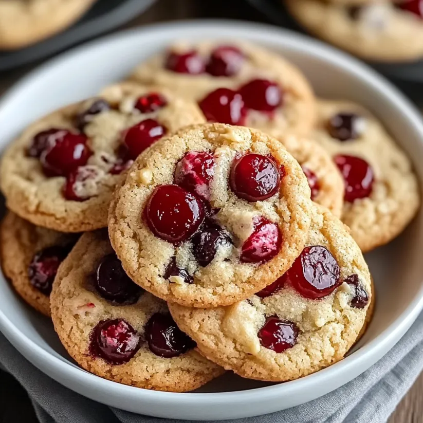 Eine weiße Schüssel voll mit leckeren Cookies.