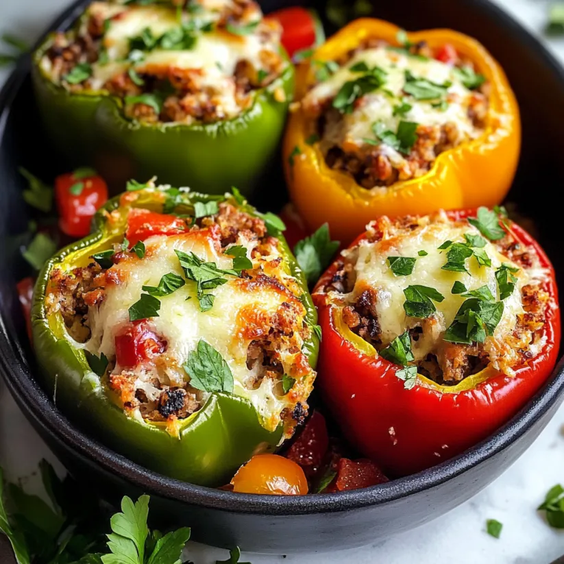 Eine Schüssel gefüllte Paprika.