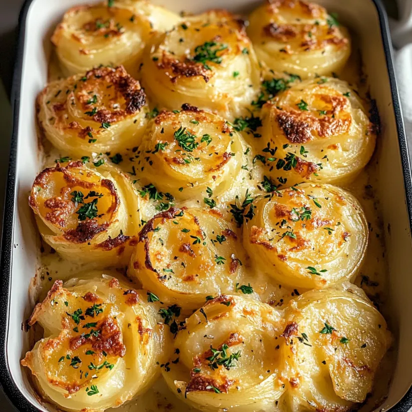 Eine Schale Duchess-Kartoffeln mit Kräutern und Gewürzen.