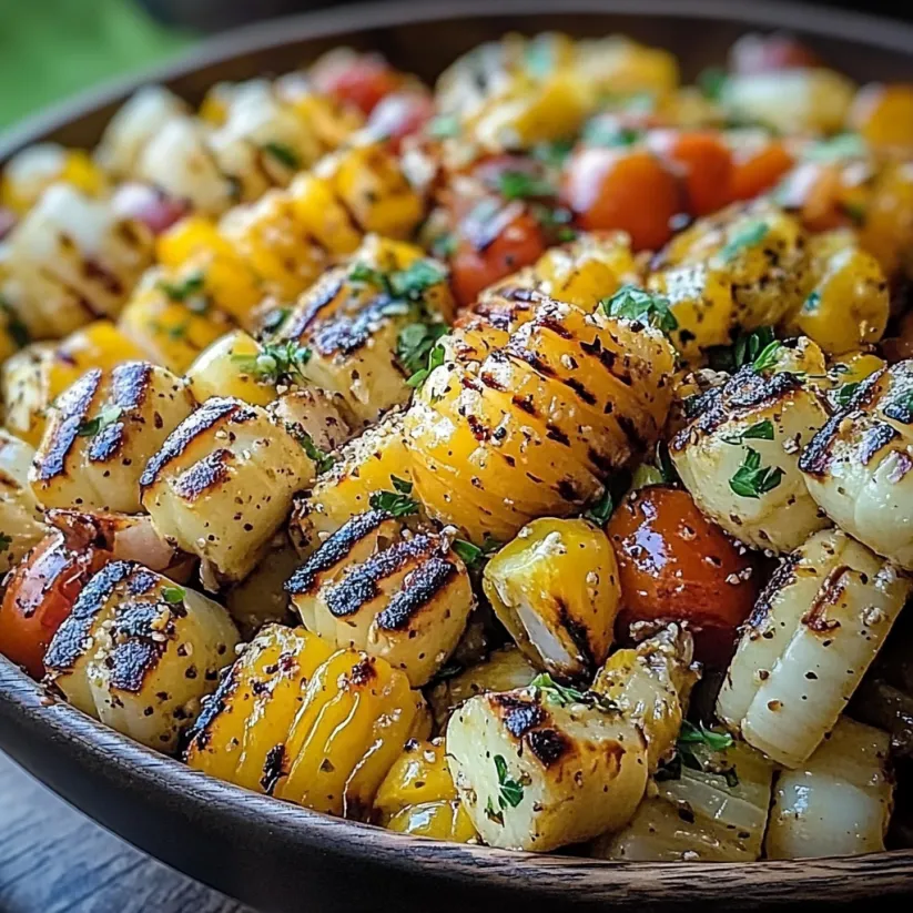 Eine Schüssel mit Gemüse, darunter Mais, Tomaten und Paprika.