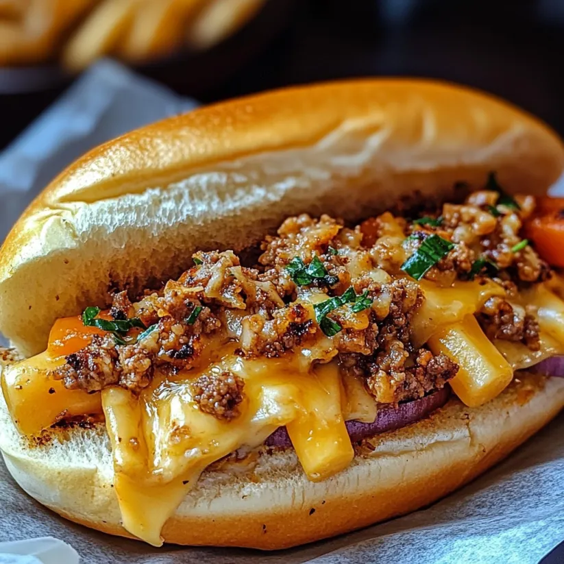 Ein köstliches Chopped Cheese Sandwich.