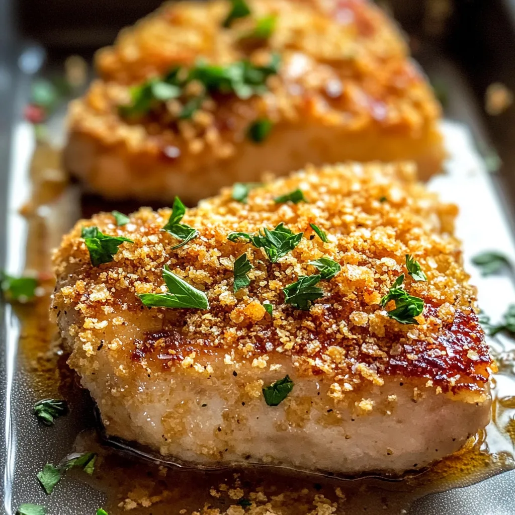 Schweinekoteletts mit Ritz-Cracker-Panade.