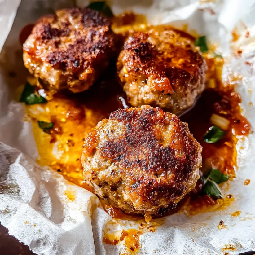 Ein Teller mit Lamm-Bällchen in Sauce.