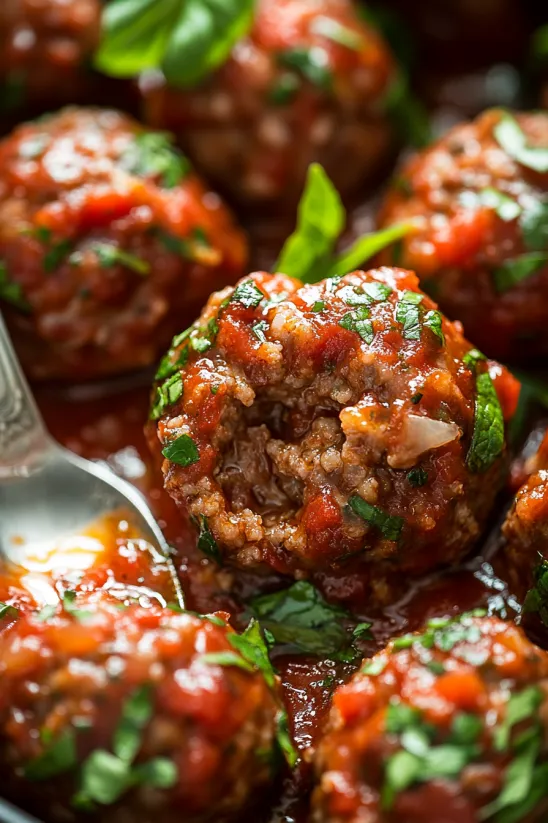 Ein Teller mit Lamm-Bällchen in Sauce.