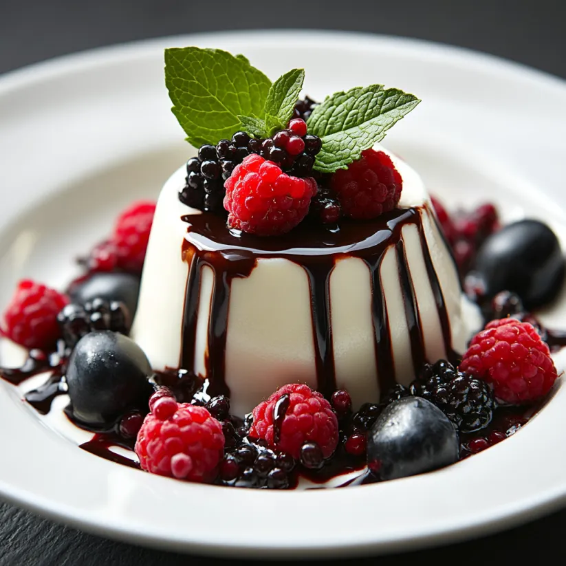 Ein weißer Teller mit einem Dessert darauf.