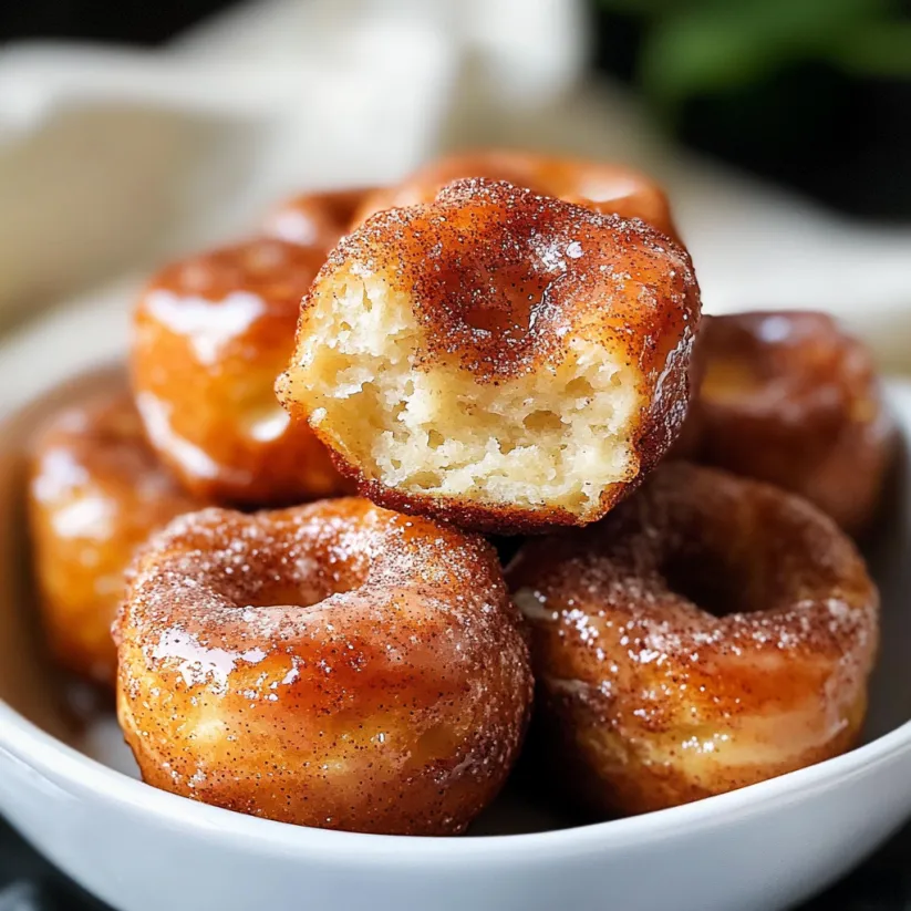 Schüssel voll Zimt-Donut Häppchen.