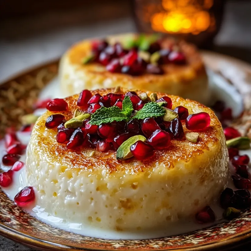 Ein Teller Aşure mit Granatapfelkernen oben drauf.