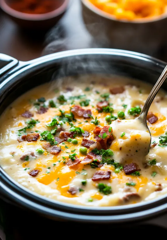 Nahaufnahme einer Schüssel Suppe mit Löffel.