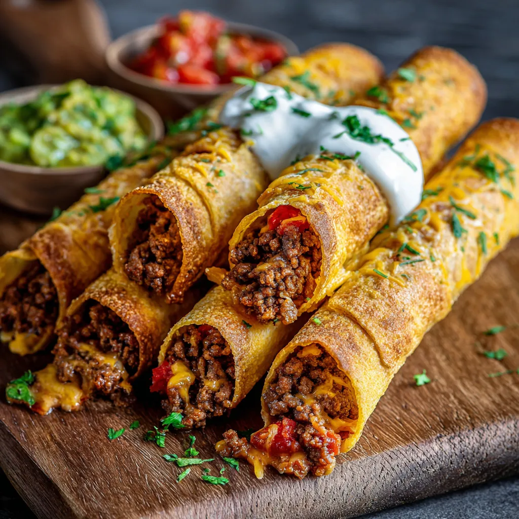 Ein Beef Taquito auf einem Tisch.