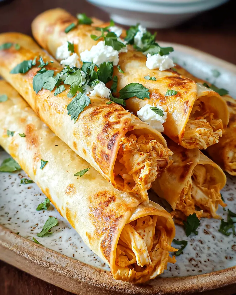 Chicken Taquitos auf einem Teller.