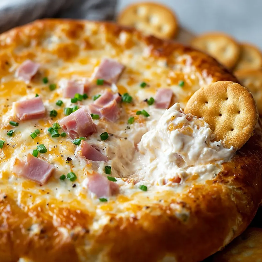 Ein Stück Mississippi Dip, obendrauf liegt ein Cracker.