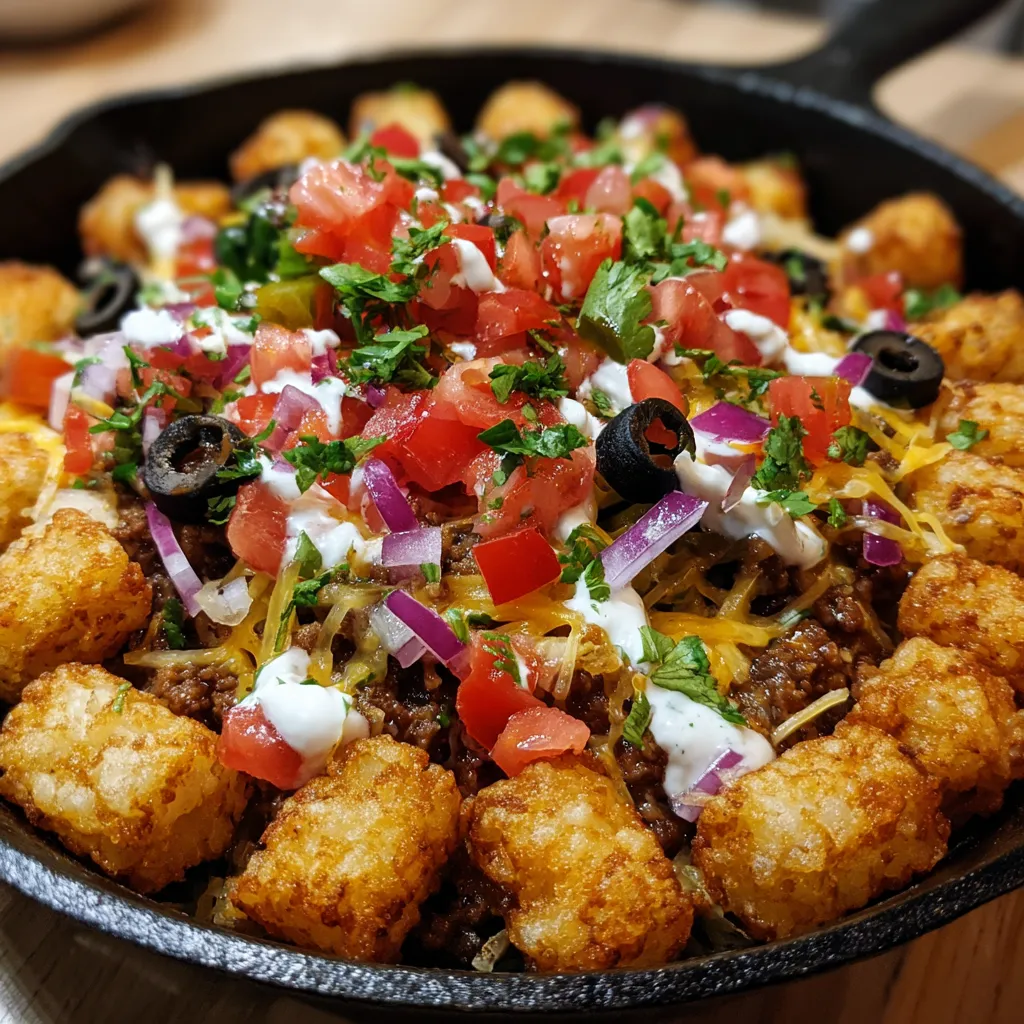 Ein köstliches Gericht aus Tater Tots und Käse.