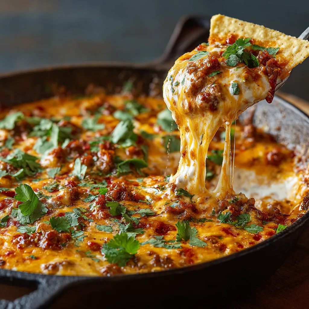 Ein leckerer Queso Fundido mit Chorizo.