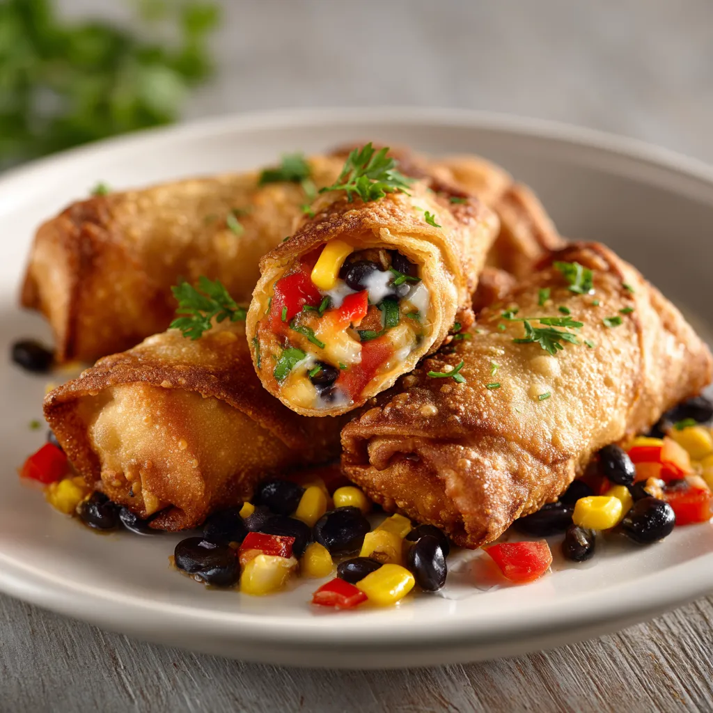 Ein Teller mit Southwestern-Eggrolls.