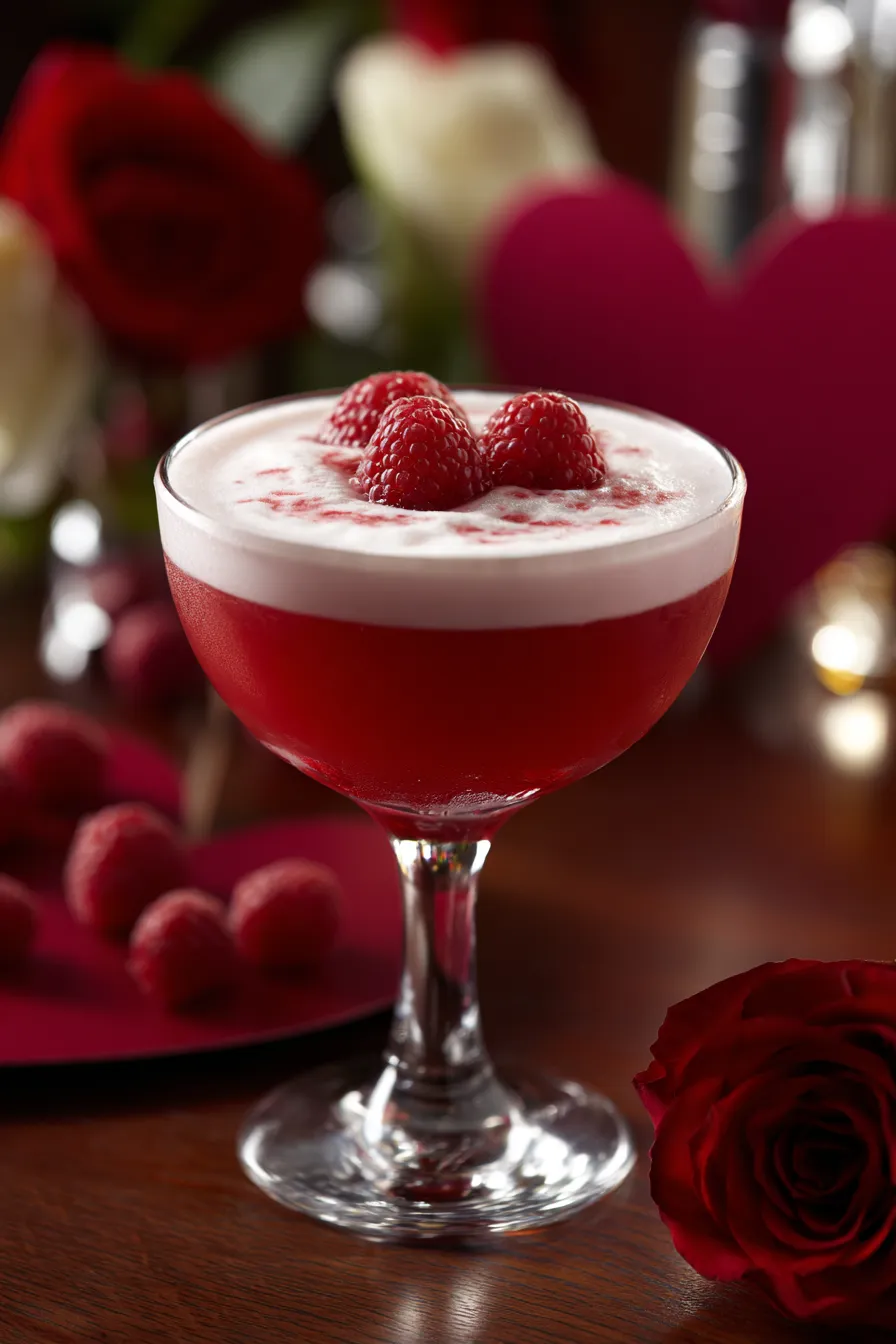 Ein Glas Love Potion #9 Cocktail mit einer Erdbeere oben drauf.