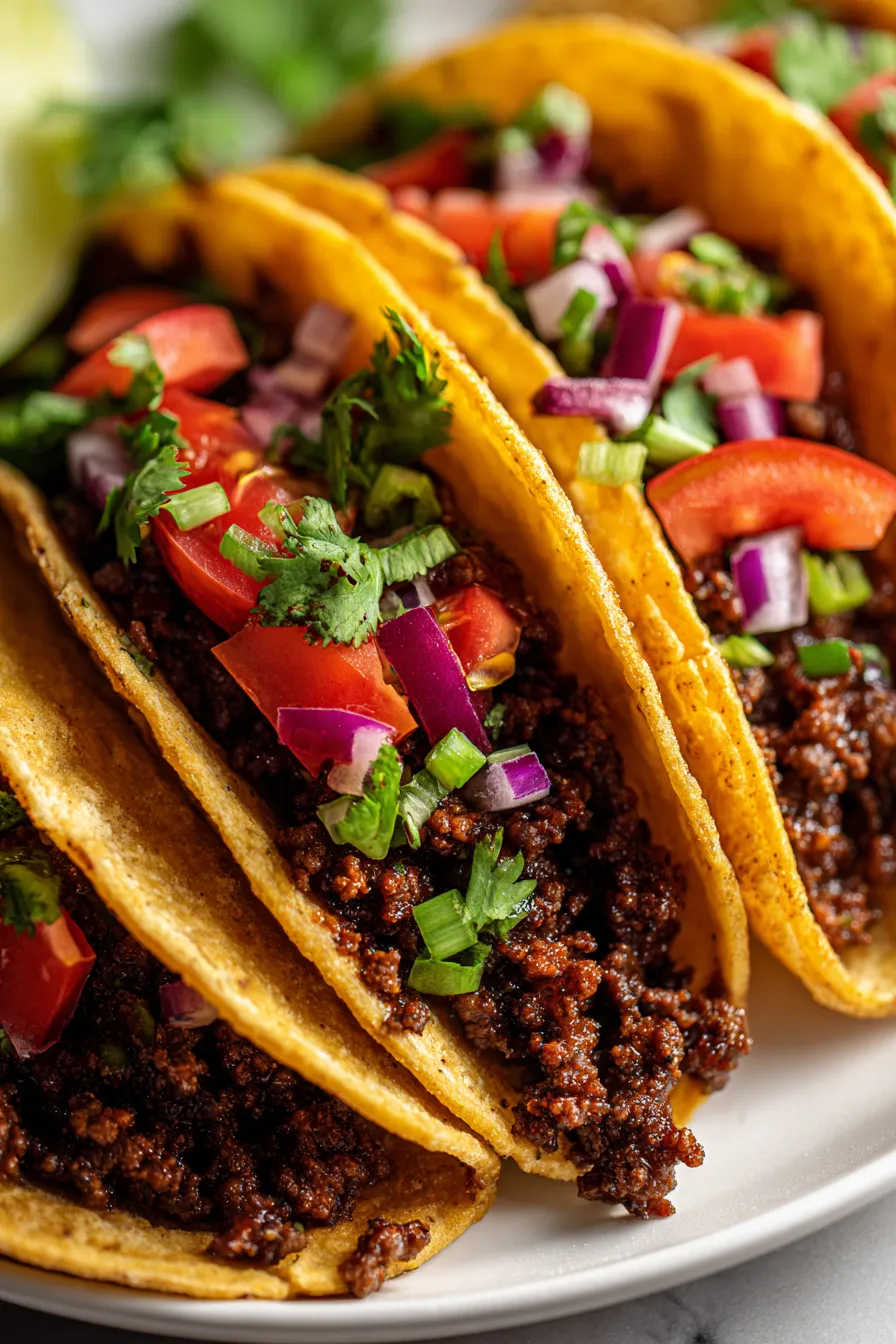 Ein Teller voll mit Sloppy Joe Tacos.