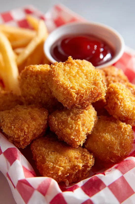 Ein Bilde von Chicken Nuggets auf einem Teller.