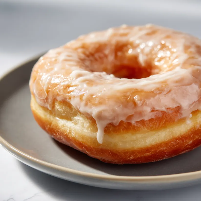 Ein Krispy Kreme Doughnut auf einem Plate.