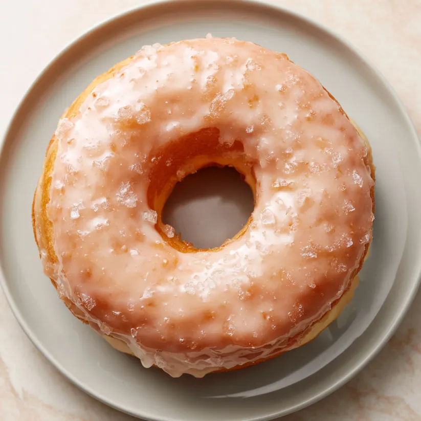Ein Krispy Kreme Doughnut auf einem Plate.