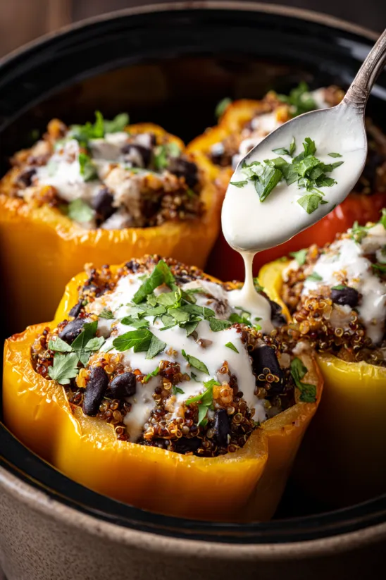 Ein Korb mit gegrillten Paprika-Pfeffer-Pfannkuchen, die mit Rührei und Gewürzen zubereitet sind.